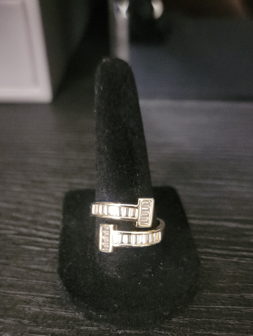 Gold Baguette Wrap Ring with Clear Stones - Women Jewelry